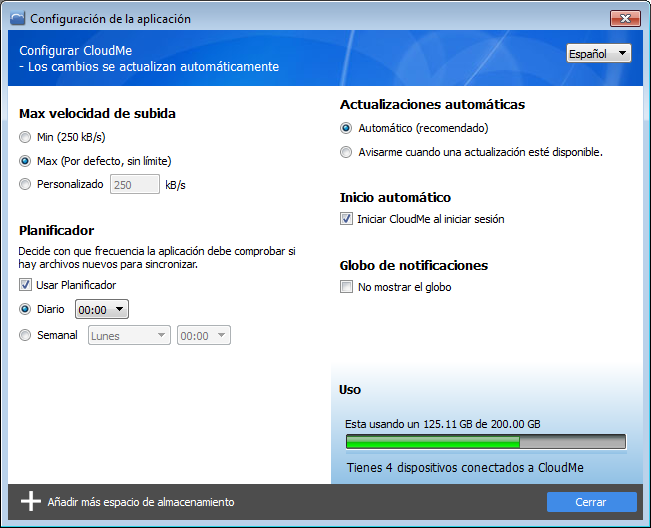 Configuración de la aplicación